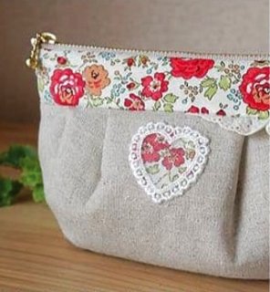 Ribon★(◕ᴗ◕✿)♪̆̈◎Handmade L字型ポーチ4点セット L字ファスナー マルチ ネックポーチ（ショルダーバッグ